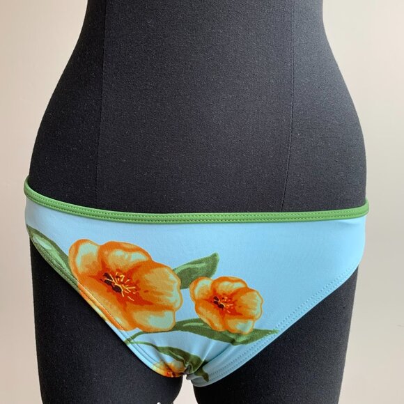 Billabong BLUE CRUSH era Vintage Blue & green floral triangle set RARE - Picture 5 of 7